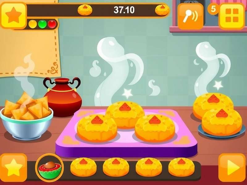 Kachori Delight game screenshot showing colorful kachori making